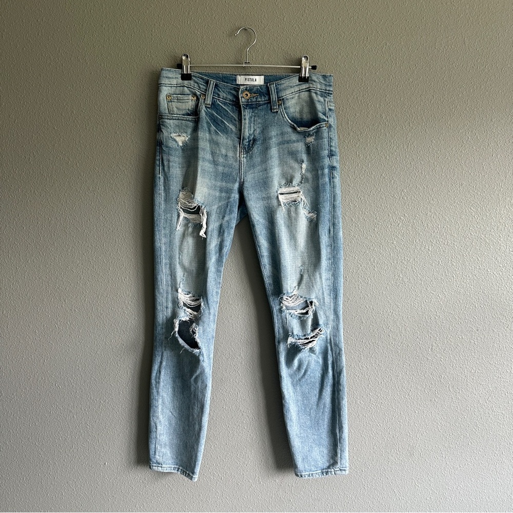 Pistola Light Blue Distressed Skinny Jeans 26